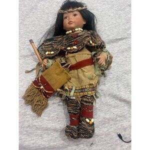 Vanessa Doll Collection Porcelain Native American Dolls Black Hair